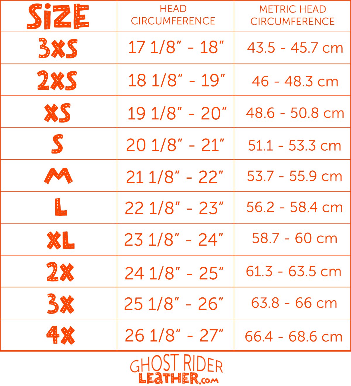 DOT Motorcycle Helmet - Gun Metal Metallic - Open Face - 3/4 - DC1-GM-DH Size Chart