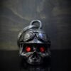 Motorcycle Helmet Skull Diamond - Pewter - Motorcycle Gremlin Bell - Made In USA - SKU BB76-DS