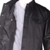 Men's Leather Shirt Jacket with Button Closure - MJ778-DL