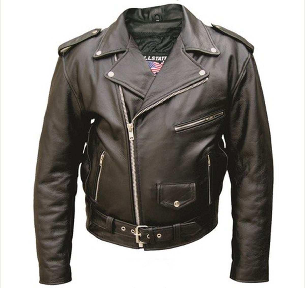 Leather Motorcycle Jacket - Men's - Tall - Up To Size 66 - Biker Jacket - AL2017-TALL-AL