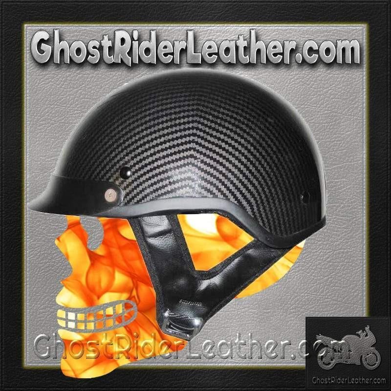 DOT Motorcycle Helmet - Faux Carbon Fiber - Shorty - Half - 1CL-HI
