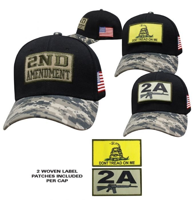 2nd Amendment - Don't Tread On Me - Baseball Cap - Black and Digital Camo - SKU SPBCBDC-DS