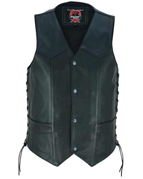 Leather Motorcycle Vest - Men's - Gun Pockets - Up To 8XL - DS122-DS