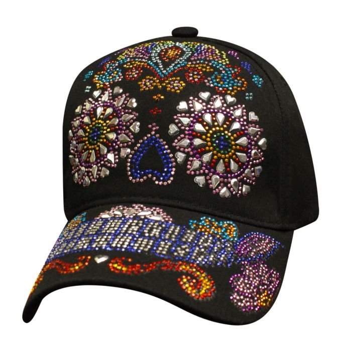 Bling Sugar Skull - Colorful - Baseball Cap - SKU SBLSUSK-DS