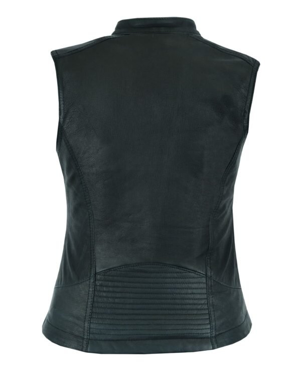 Leather Vest - Women's - Concealed Gun Pockets - Racer Collar - LV8528-07-DL