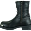 Leather Motorcycle Boots - Women's - Black - Side Zippers - DS9767-DS