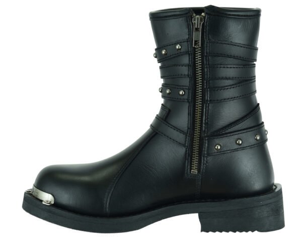 Leather Motorcycle Boots - Women's - Black - Side Zippers - DS9767-DS