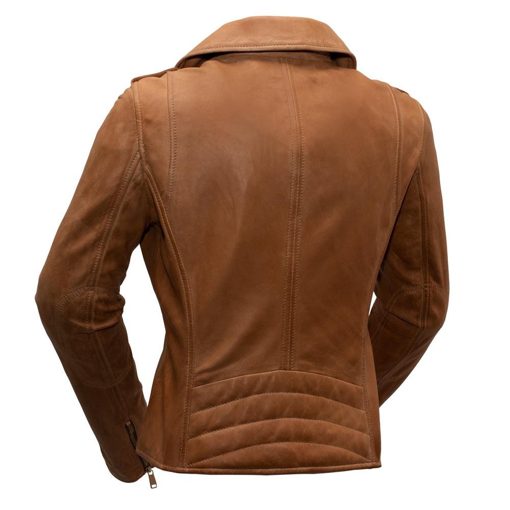 Leather Motorcycle Jacket - Women's - Sangria or Autumn - Harper - WBL1393-WB