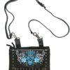 Leather Belt Bag - Teal Blue - Sugar Skull Roses - Handbag - BAG35-EBL14-TEAL-DL