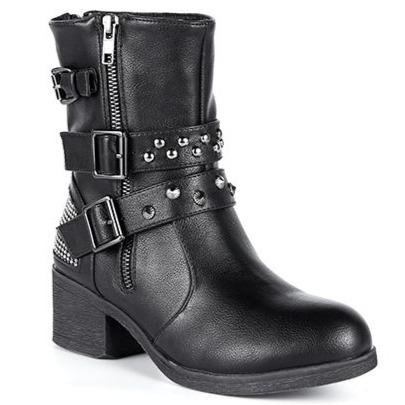 Motorcycle Boots - Women's - Studded - Zippered - Buckled - MR-BTL7001-DL