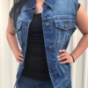 Women's Blue Denim Vest with Rub Off Front and Back - AL2991-AL