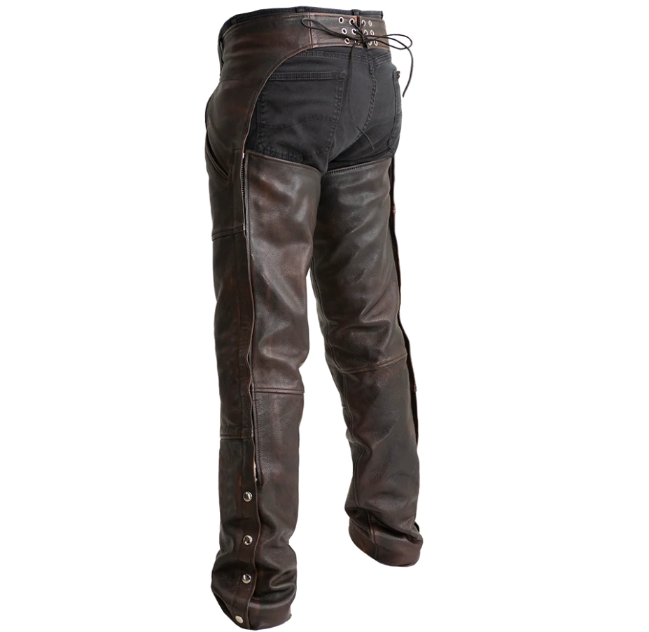 Leather Motorcycle Chaps - Men or Women - Copper - Dakota - FIM838CV-FM