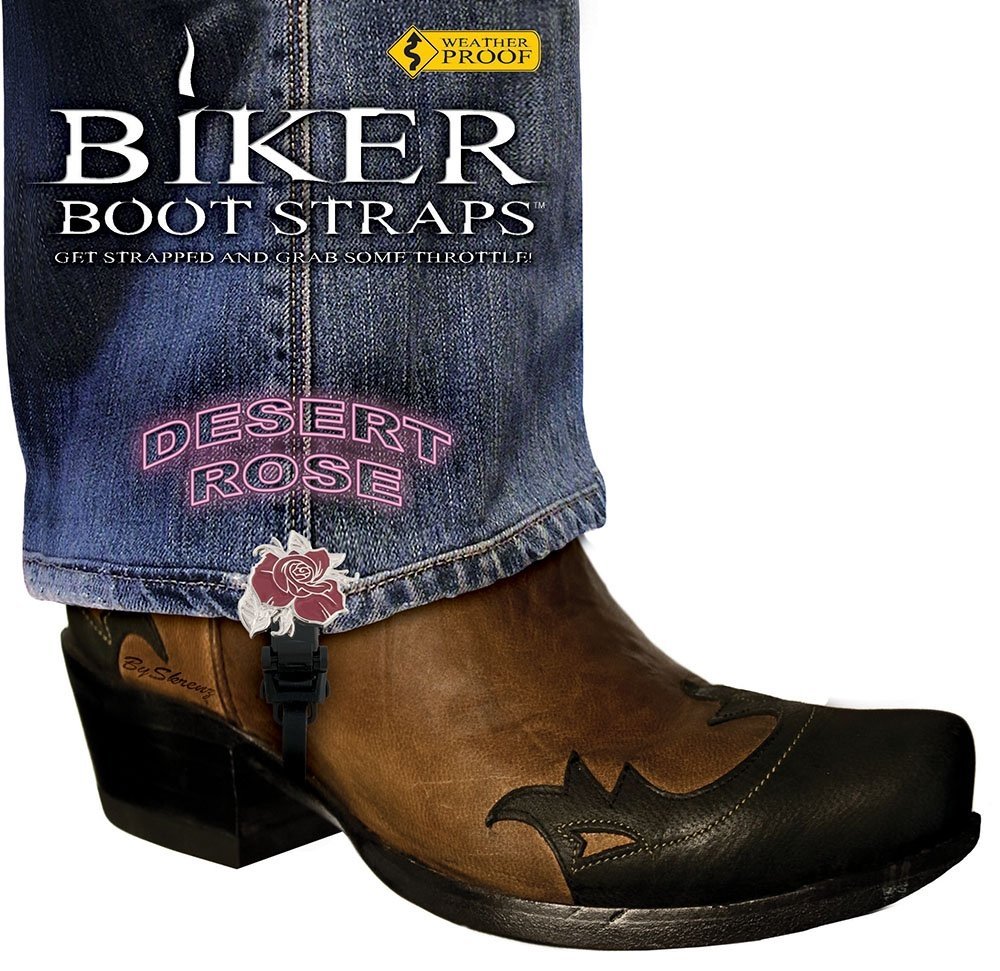 Pair of Biker Boot Straps - 4 Inch - Desert Rose - Motorcycle - BBS-DR4-DS