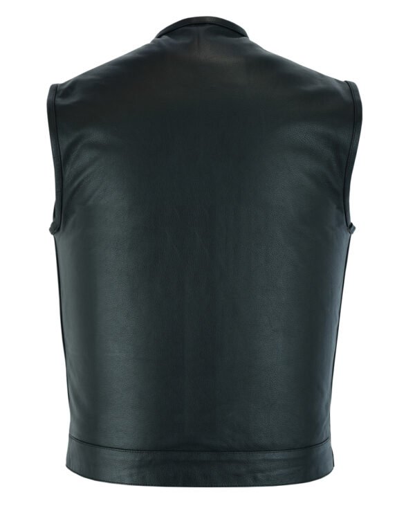 Leather Motorcycle Vest - Men's - Gun Pockets - Up To 12XL - No Collar - Big and Tall - AM9193-DS