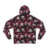 Skulls and Roses - Pink White on Black - Fashion Hoodie (AOP)