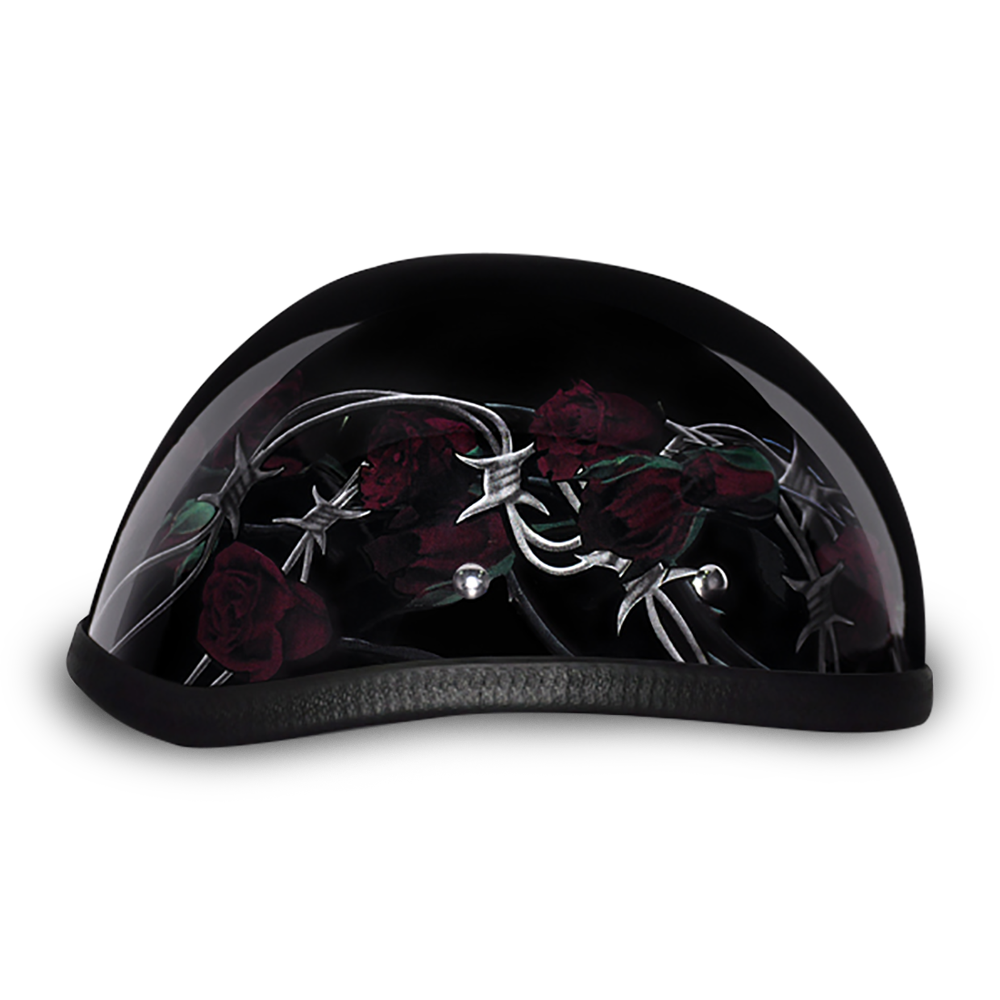 Novelty Motorcycle Helmet - Barbed Roses - Eagle Shorty - 6002BRO-DH