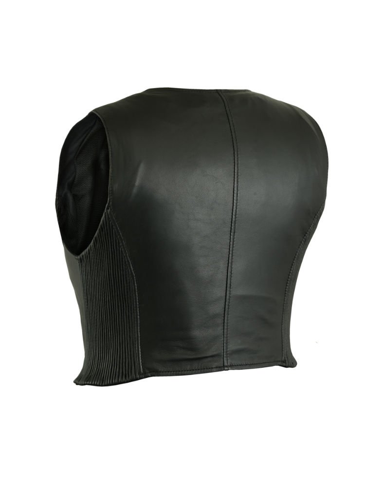 Leather Vest - Women's - Stylish Lightweight - Zipper - Motorcycle - DS238-DS