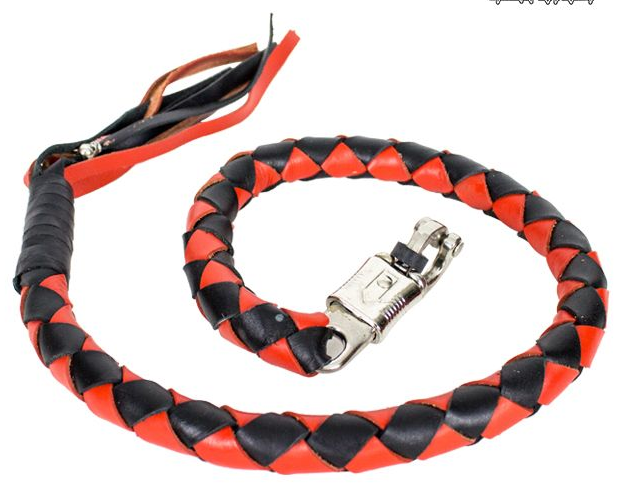 3 Inches Around - Get Back Whip in Black and Red Orange Leather - 42 Inches - GBW9-11-T2-DL
