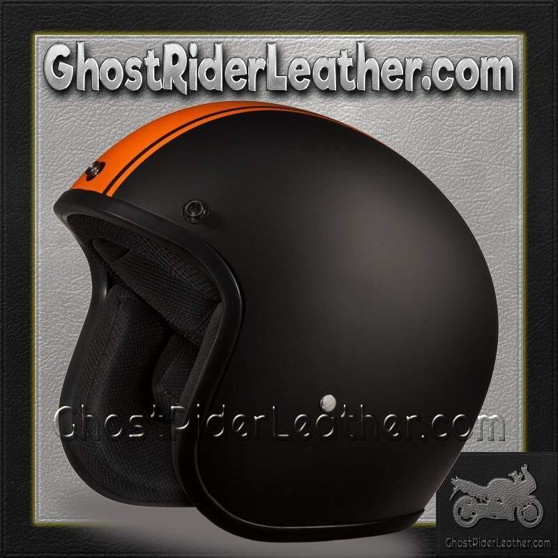 DOT Motorcycle Helmet - Orange Stripe - Open Face - Daytona - DC6-O-DH.