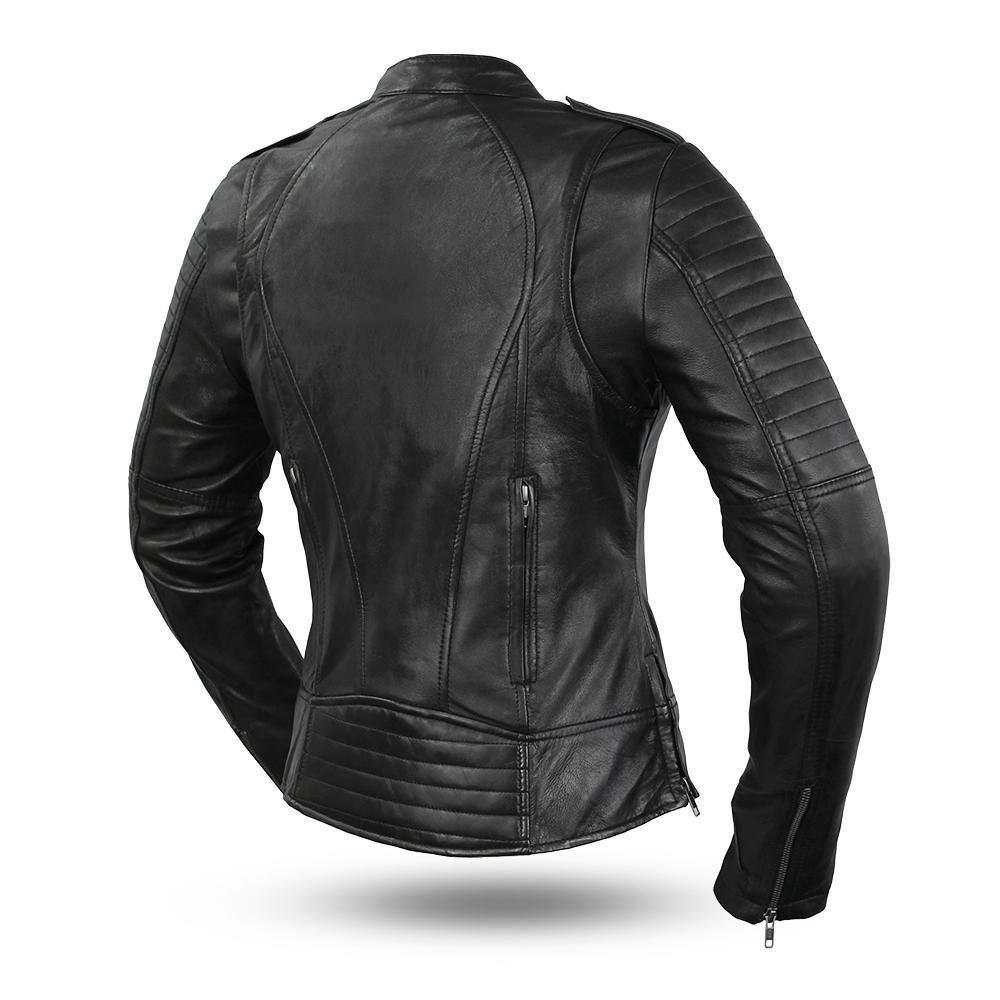 Biker - Women's Leather Motorcycle Jacket With Vents - SKU FIL104SDMZ