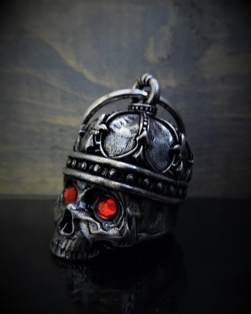 King Skull Diamond - Pewter - Motorcycle Gremlin Bell - Made In USA - SKU BB75-DS