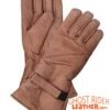 Leather Gloves  - Men's - Brown - Gauntlet - Motorcycle Riding - AL3053-AL