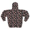 Sugar Skulls and Roses - Pink White on Black - Unisex Zip Hoodie (AOP)