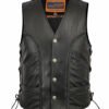Leather Motorcycle Vest - Men's - Gun Pockets - Braided - Up To 6XL - DS131-DS
