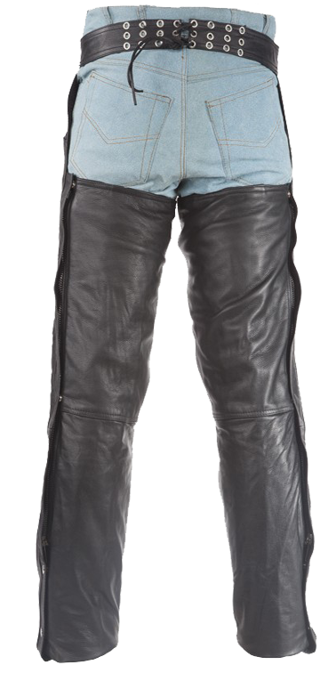 Biker Leather Chaps With Thigh Stretch for Men or Women - SKU C332-01-DL