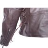 Embossed Eagle Retro Brown Motorcycle Jacket with Side Laces and Live To Ride - SKU MJ703-02-DL