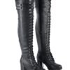 Motorcycle Boots - Women's - Knee High - Chunky Heel and Zipper - MR-BTL7003-DL