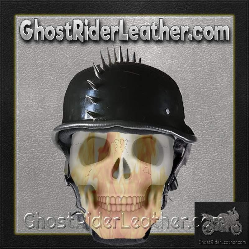 Novelty Motorcycle Helmet - Spiked - Gloss Black - German - H402-02-DL Novelty Motorcycle Helmet - Spiked - Gloss Black - German - H402-02-DL