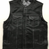 Leather Motorcycle Vest - Men's - Black Paisley Liner - Big Sizes - 4X 5X 6X 7X 8X - 6665-00-UN