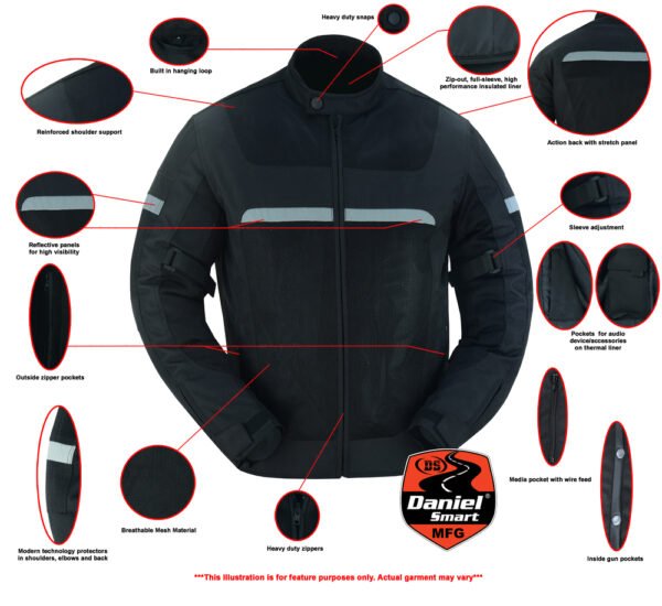 Mesh Motorcycle Jacket - Men's - Black - Up To 5XL - DS764-DS