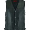 Leather Motorcycle Vest - Men's - Gun Pockets - Side Laces - Up To 9XL - DS105-DS