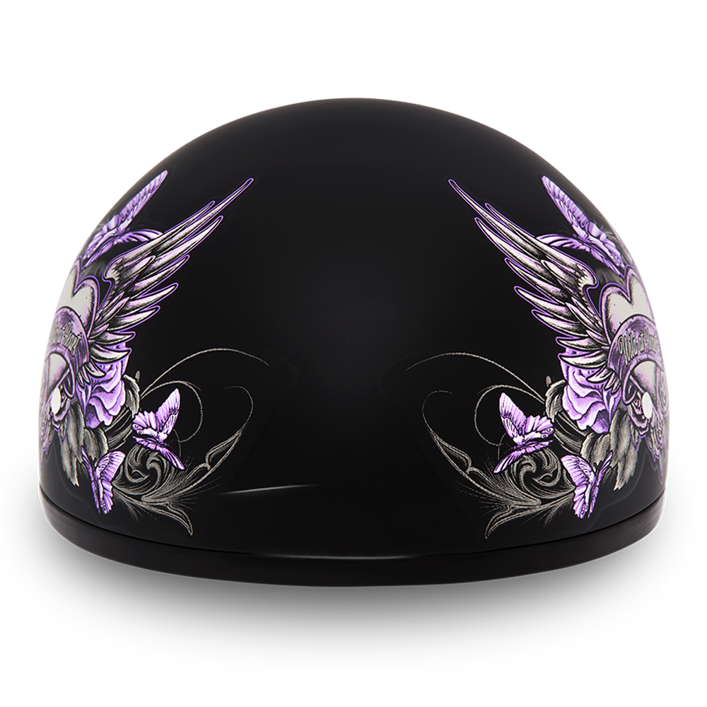 DOT Motorcycle Helmet - Purple Wild At Heart - Shorty - D6-WH-DH