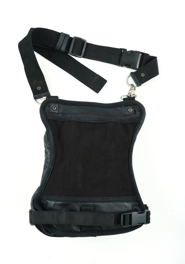 Black Leather Thigh Bag with Gun Holster Pocket - SKU DS5851-DS Black Leather Thigh Bag with Gun Holster Pocket - SKU DS5851-DS