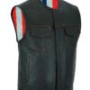 Leather Motorcycle Vest - Men's - USA Flag Liner - Gun Pockets - Up To 8XL - DS155-DS