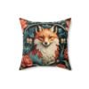 Fox and Flowers - Vintage Garden - Retro - Faux Suede Square Pillow