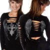 Women's V-Neck Shirt - Dark Angel Long Sleeve - 7197BLK-DS