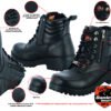 Leather Motorcycle Boots - Women's - Black - Side Zippers - DS9768-DS