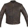 Leather Motorcycle Jacket - Men's - Concealed Carry Pockets - Brown - MJ796-BRN-11DL