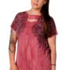 Women's Sliced Short Sleeve Shirt - Wing Graphics and Stones - 7726BRG-MW-DS