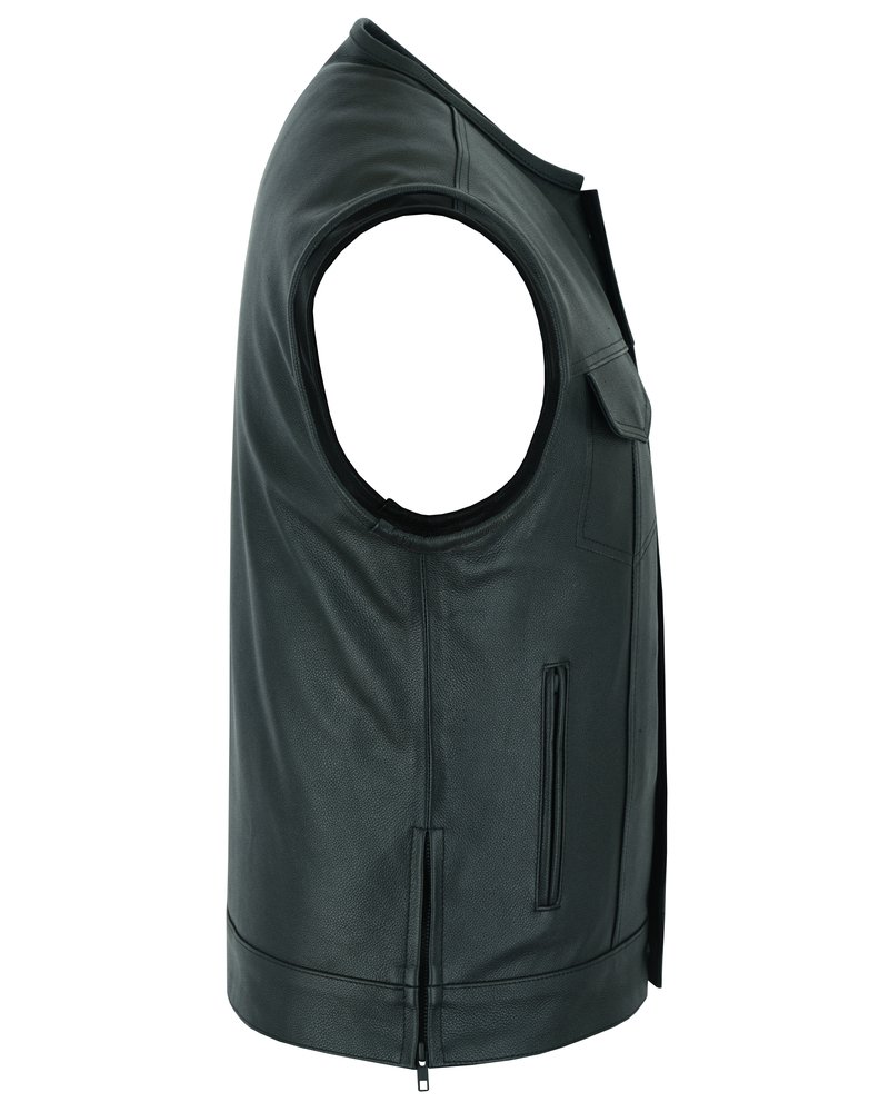 Leather Motorcycle Vest - Men's - Gun Pockets - Up To 12XL - Big and Tall - DS177-DS