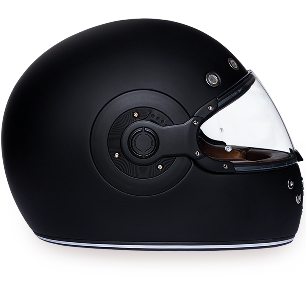 DOT Motorcycle Helmet - Retro Dull Black - Full Face - R1-B-DH