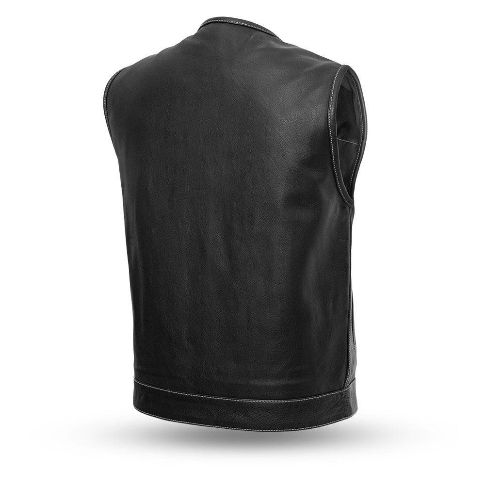 Leather Motorcycle Vest - Men's - Up To 8XL - Choice of Liner - Bandit - FIM636CDM-FM