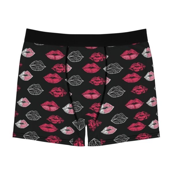 Doodle Lips - Pink Red White on Black - Men's Boxer Briefs (AOP)