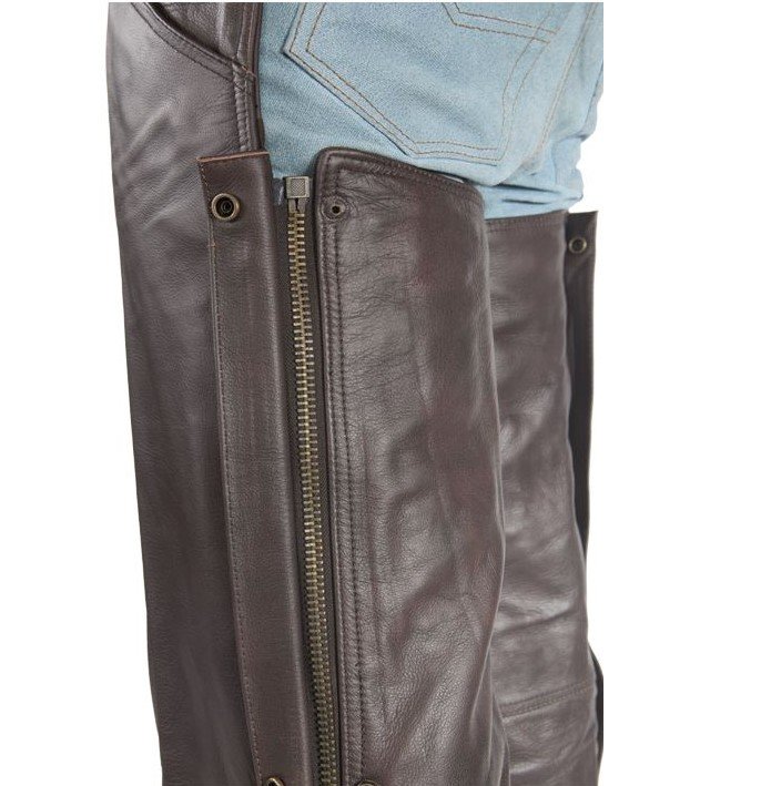 Leather Chaps - Thigh Stretch - Brown - Up To 9XL - Men or Women - C332-BROWN-DL