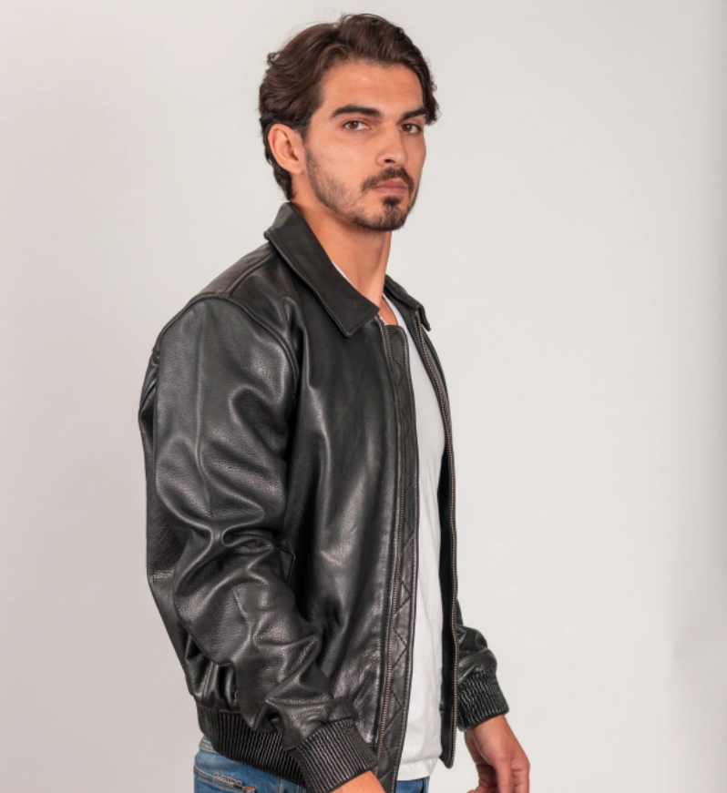 Leather Bomber Jacket - Men's - Castor - WBM2351-FM