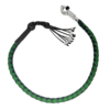 Get Back Whip - Black and Green Leather - 36 Inches - Monkey Fist and Skulls - Motorcycle Accessories - FGBW4-HS-DL